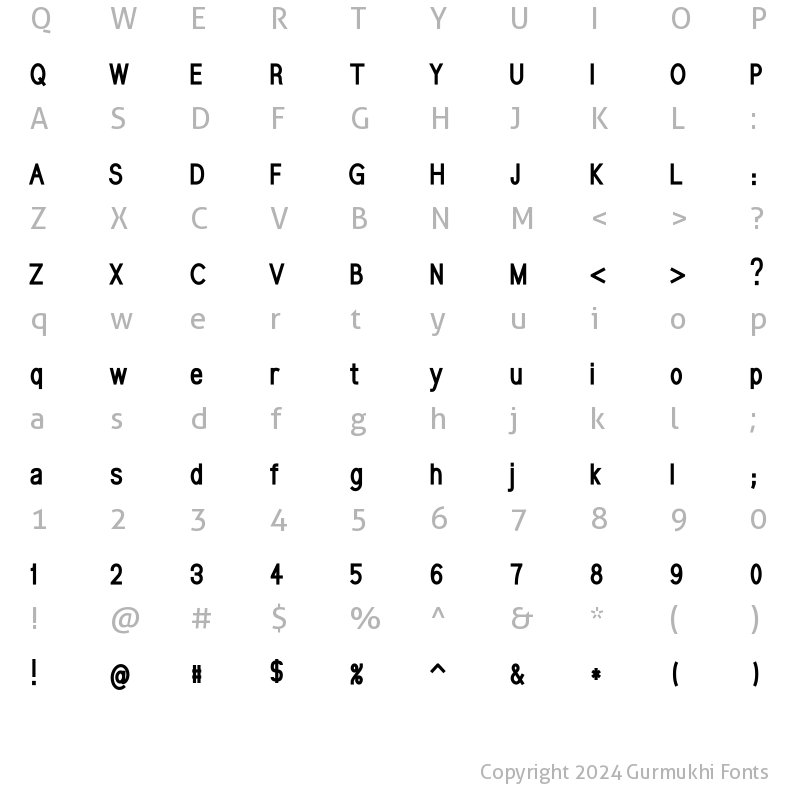 Character Map of Gurvetica 37 Condensed Bold Cond_Bold